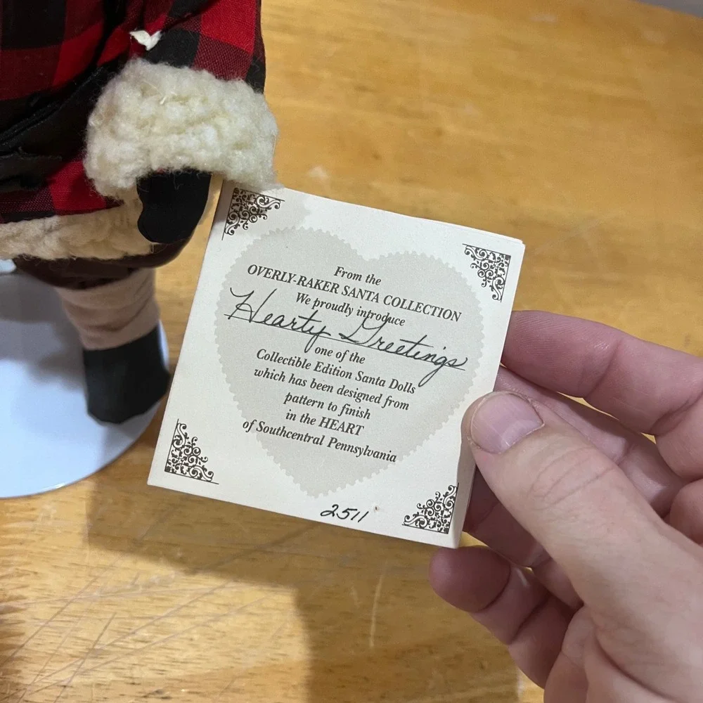 Overly-Raker Hearty Greetings Santa Doll Vtg 1994 Buffalo Plaid Woodsman‎ Goose